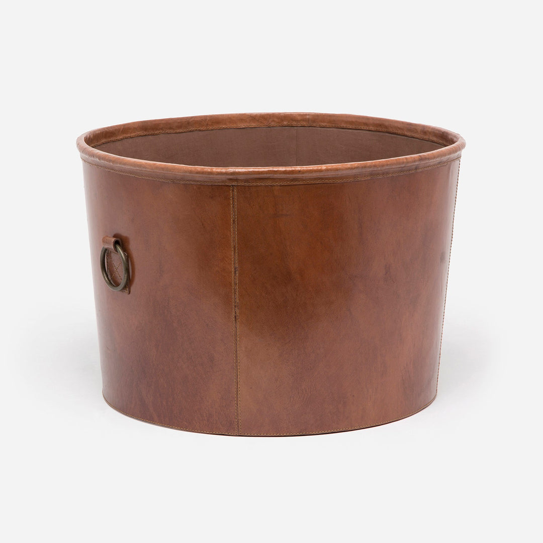 Ogden, Tobacco, Basket, Round, Large, Full-Grain Leather
