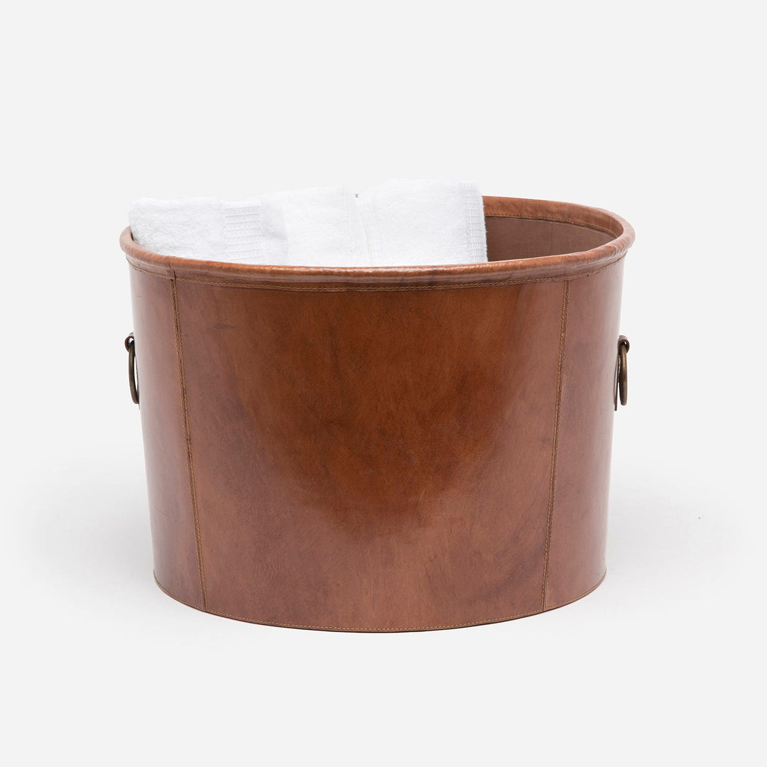 Ogden, Tobacco, Basket, Round, Large, Full-Grain Leather
