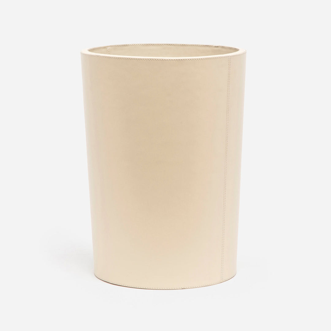 Orsett, Cream, Wastebasket, Round, Full-Grain Leather