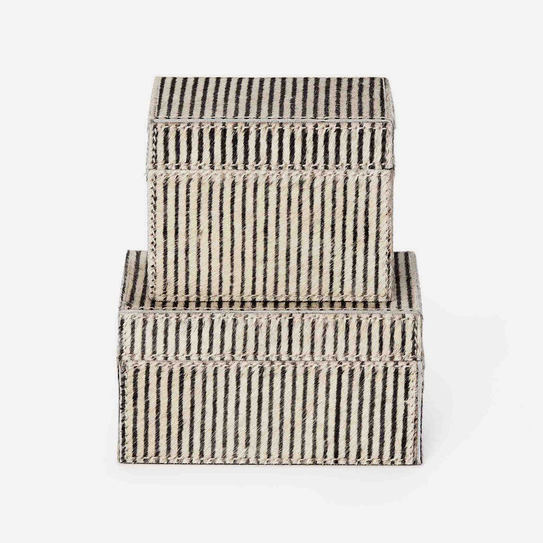 Riga, Brown Candy Striped, S/2 Canister, Square Straight, Hair-On-Hide