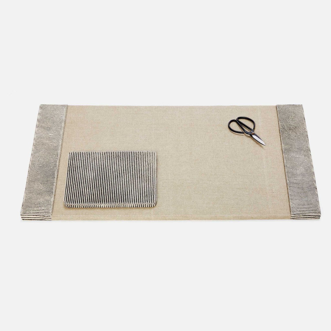 Riga, Brown Candy Striped, Set: Desk Blotter And Square Mouse Pad, Hair-On-Hide