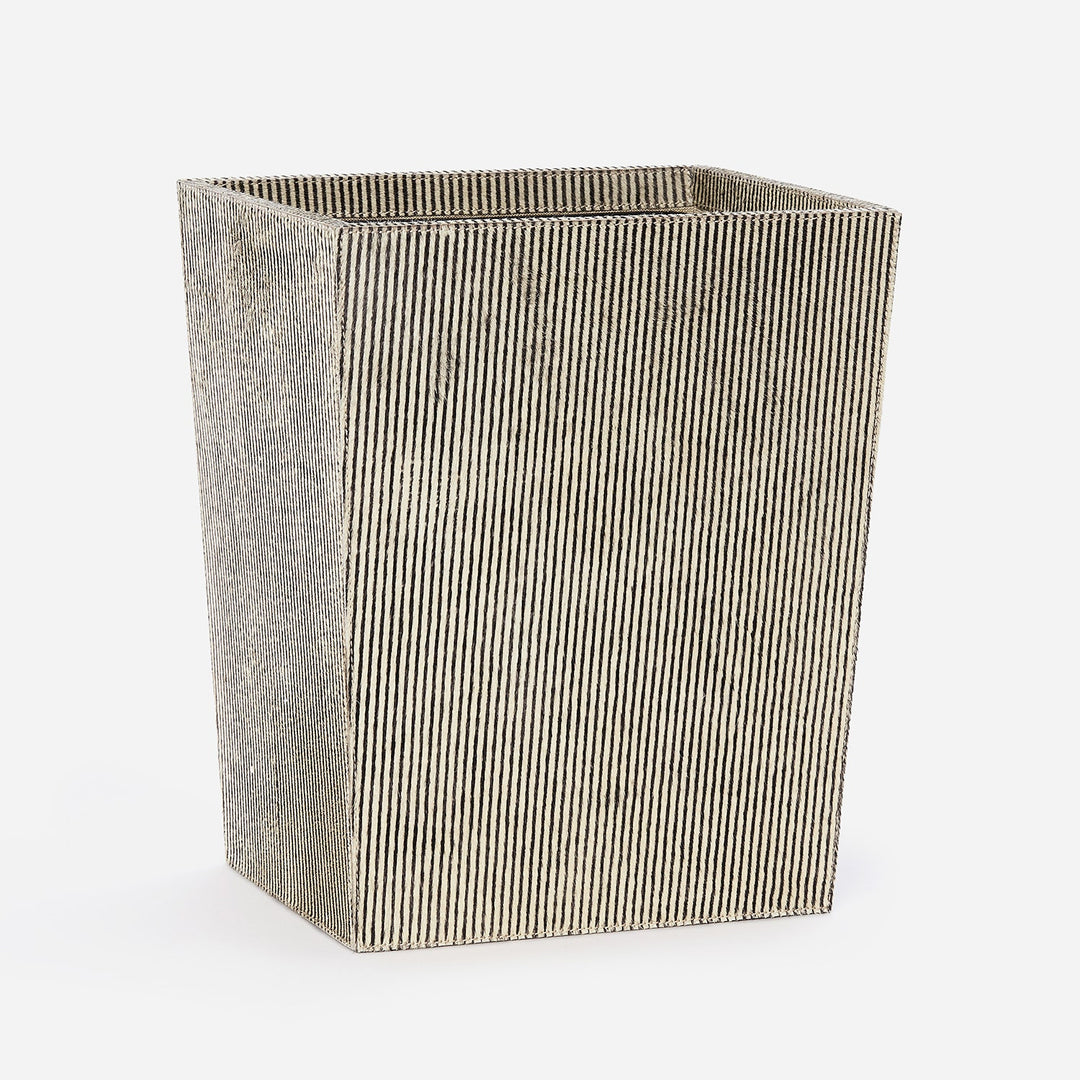 Riga, Brown Candy Striped, Wastebasket, Rectangular Tapered, Hair-On-Hide