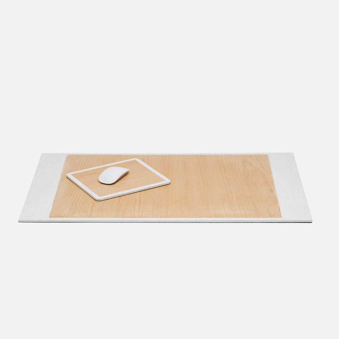 Rosewell, Shiny White, Set: Desk Blotter And Square Mouse Pad, Realistic Faux Rattan