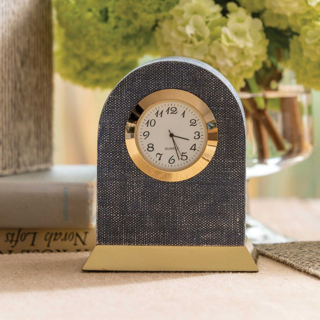 Siena, Metallic Denim, Clock, Round, Faux Linen, M/2