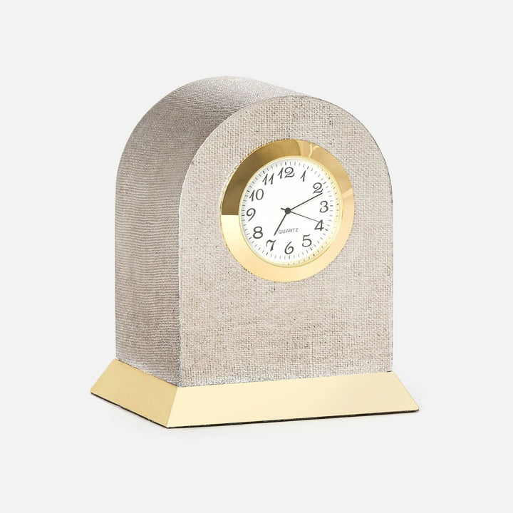 Siena, Warm Silver, Clock, Round, Faux Linen, M/2