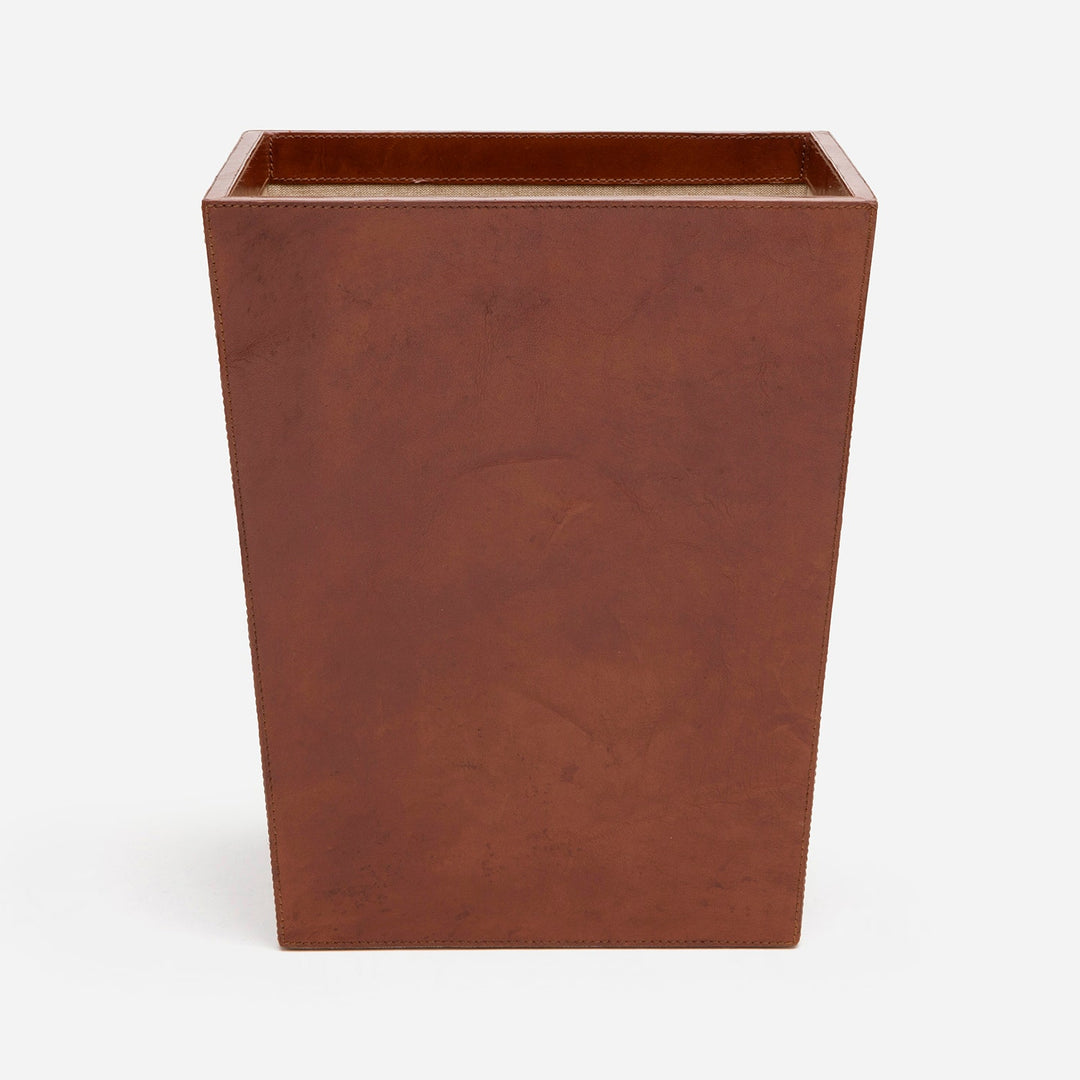 Stirling, Tobacco, Wastebasket, Rectangular Tapered, Full-Grain Leather