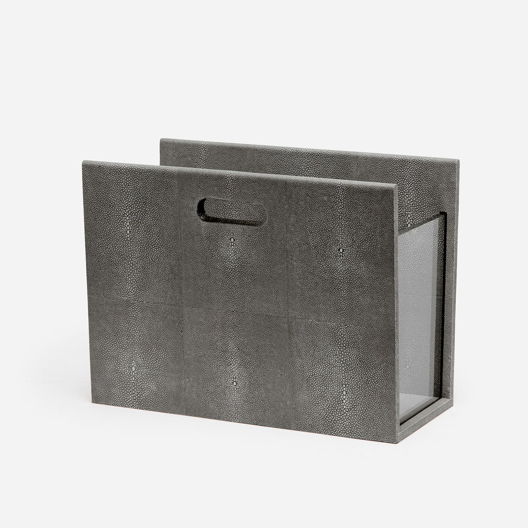 Turin, Cool Gray, Magazine Holder, Realistic Faux Shagreen