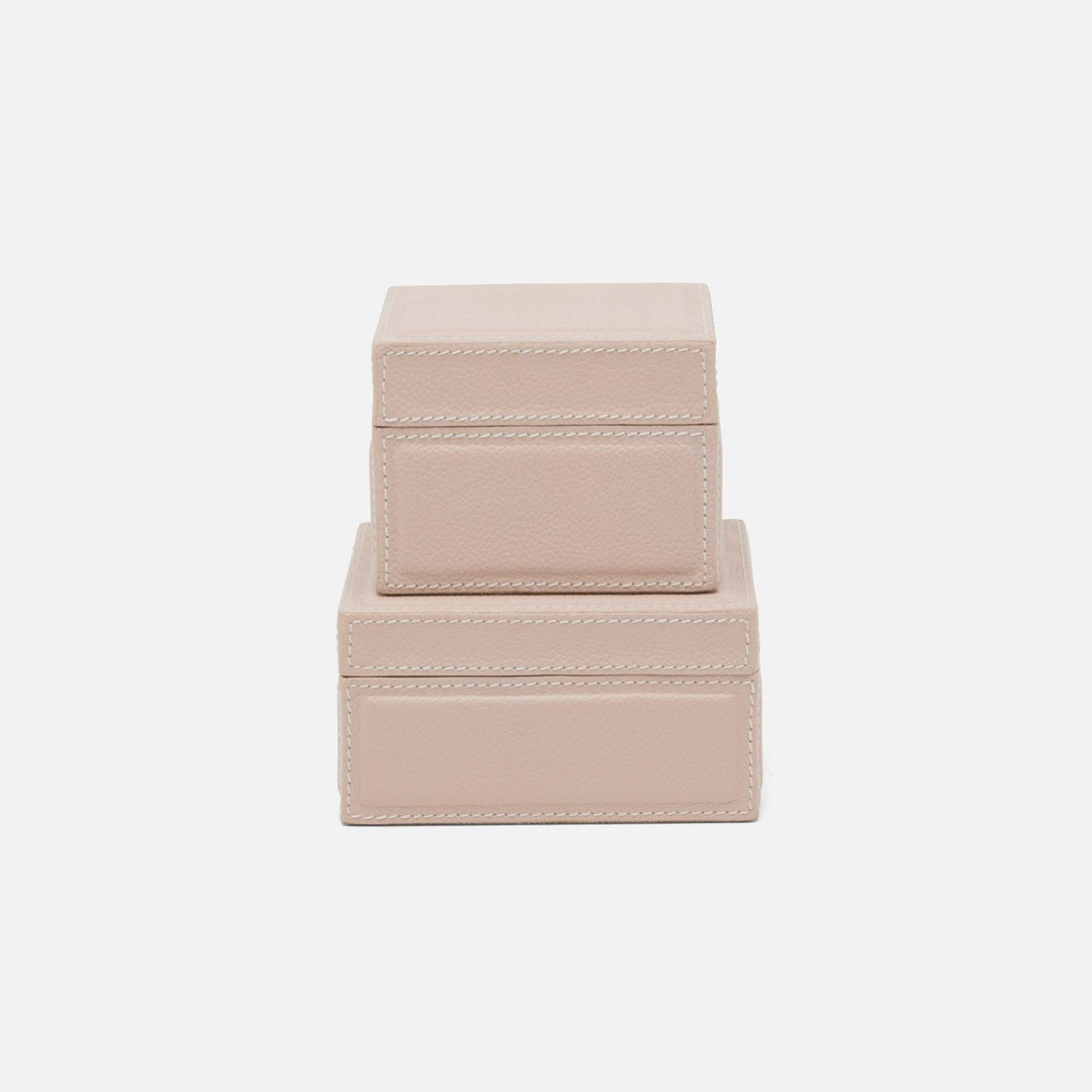 Asby, Dusty Rose, Canisters, Square, Full-Grain Leather, S/2