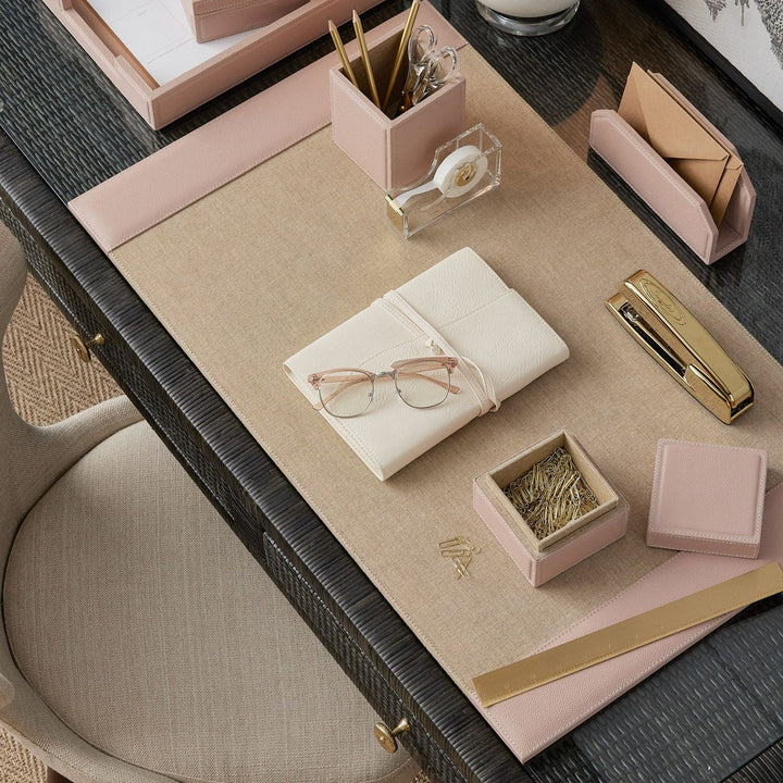 Asby, Dusty Rose, Set: Desk Blotter And Square Mouse Pad, Full-Grain Leather