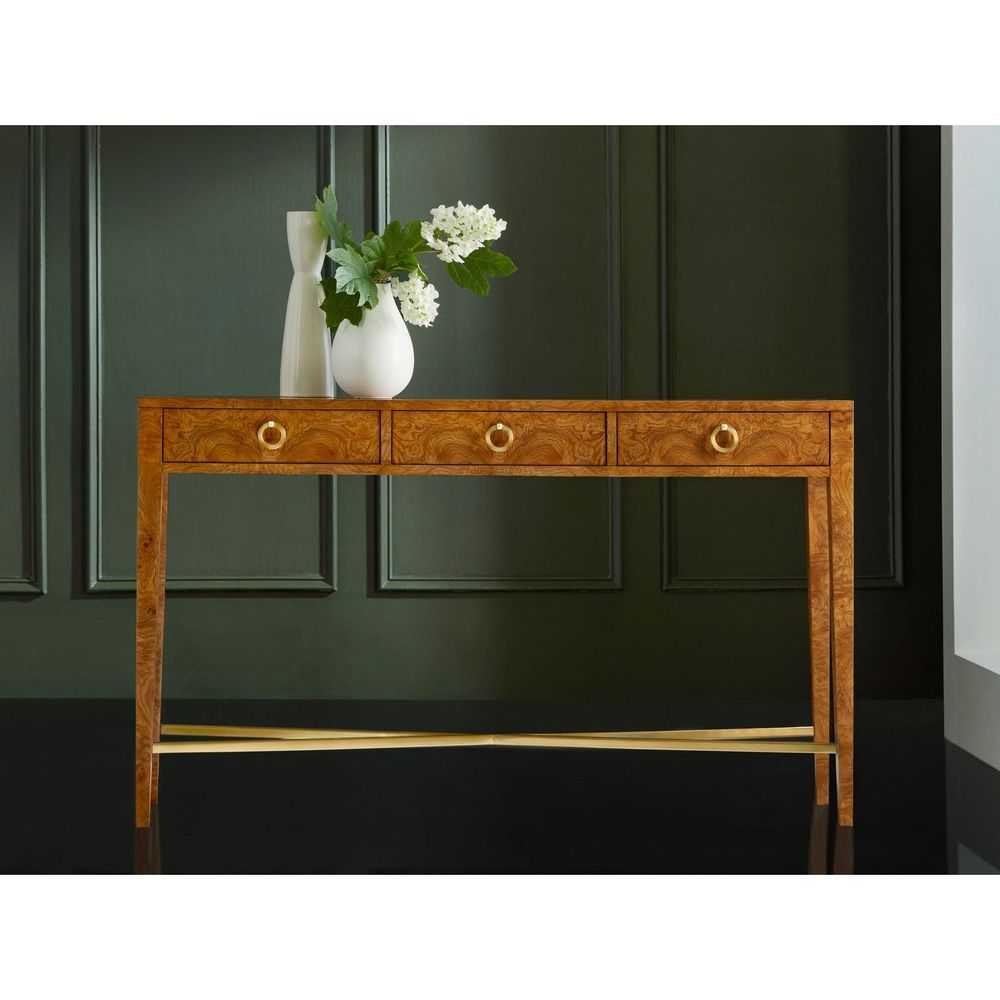 Console Tables Modernist Three Drawer Hall Console-Burl