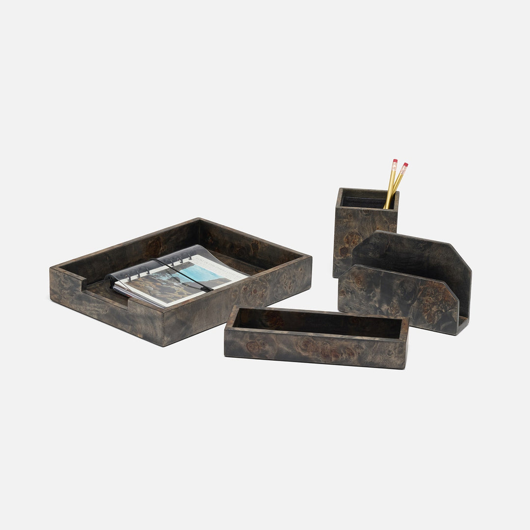 Chandler, Ash Gray, Letter Tray Set: Letter Tray, Envelope Holder, Pencil Tray, And Pencil Holder, M