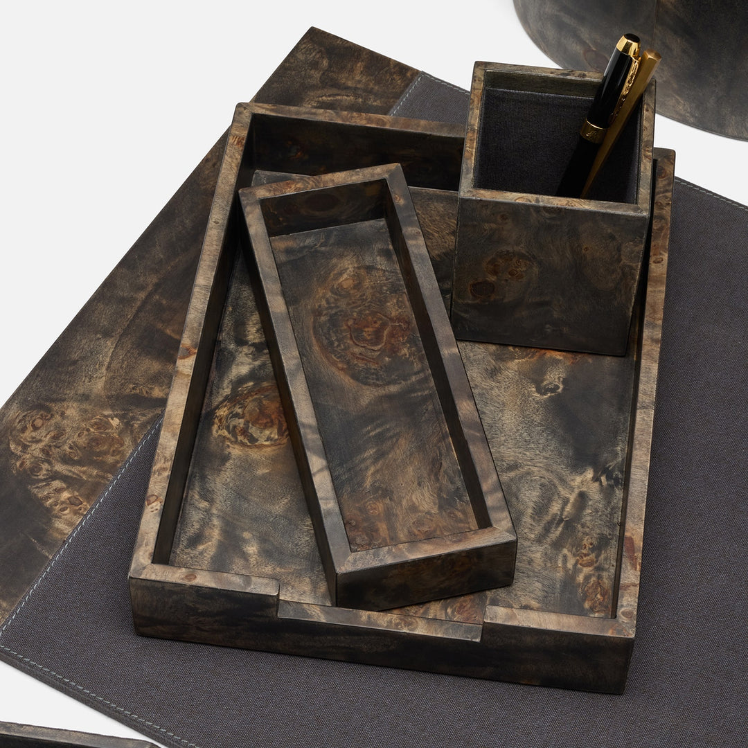 Chandler, Ash Gray, Letter Tray Set: Letter Tray, Envelope Holder, Pencil Tray, And Pencil Holder, M
