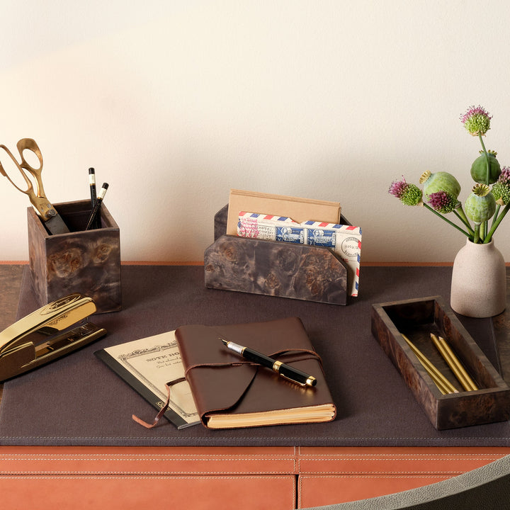 Chandler, Ash Gray, Set: Desk Blotter And Square Mouse Pad, Mappa Burl