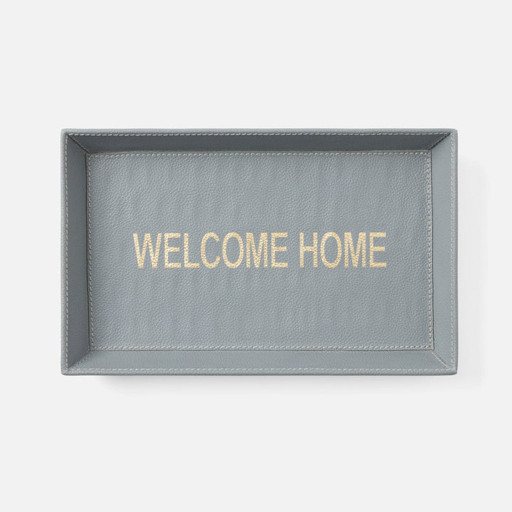 Decorah, Dark Gray, Desk Tray, Welcome Home, Large, Full-Grain Leather, Pack/2