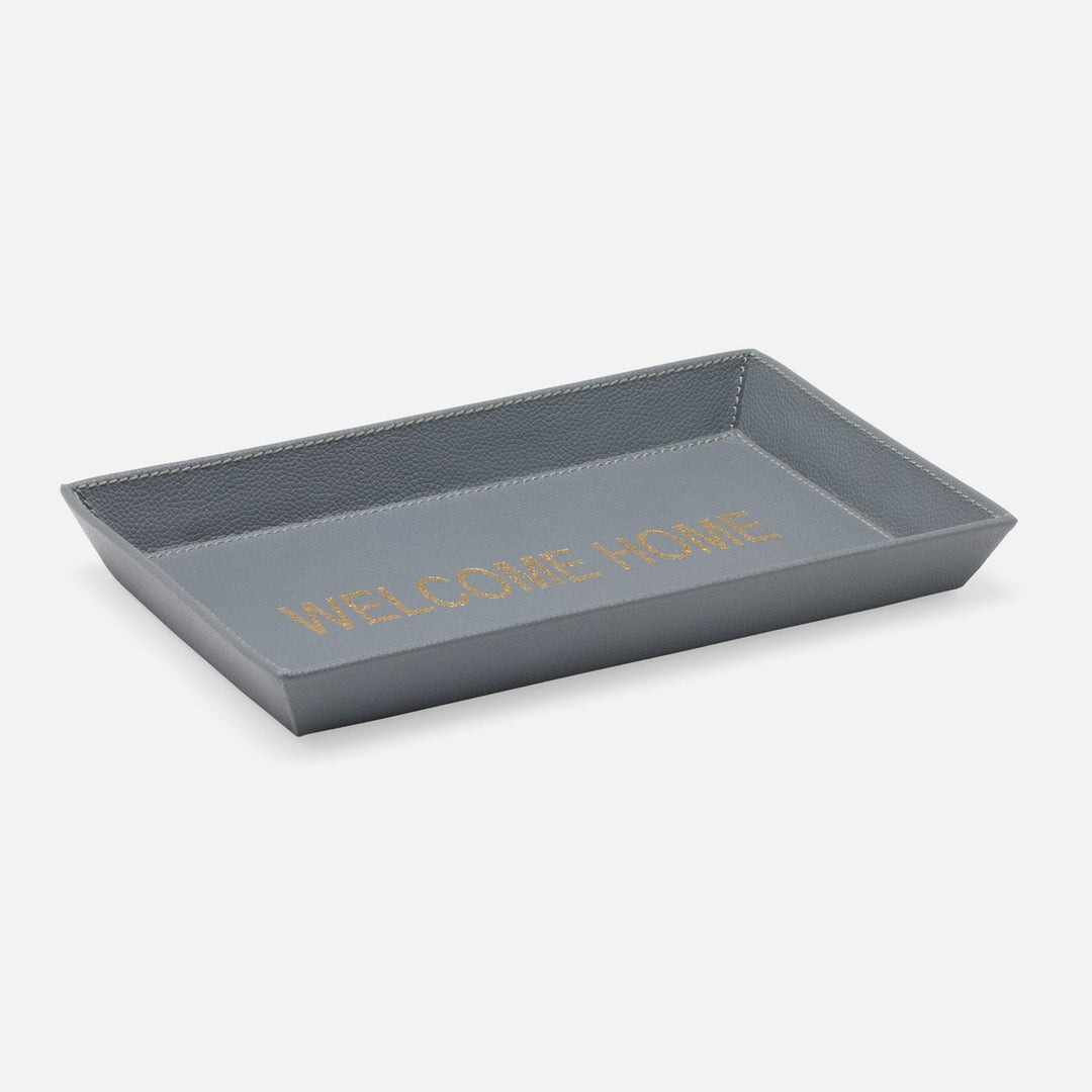 Decorah, Dark Gray, Desk Tray, Welcome Home, Large, Full-Grain Leather, Pack/2