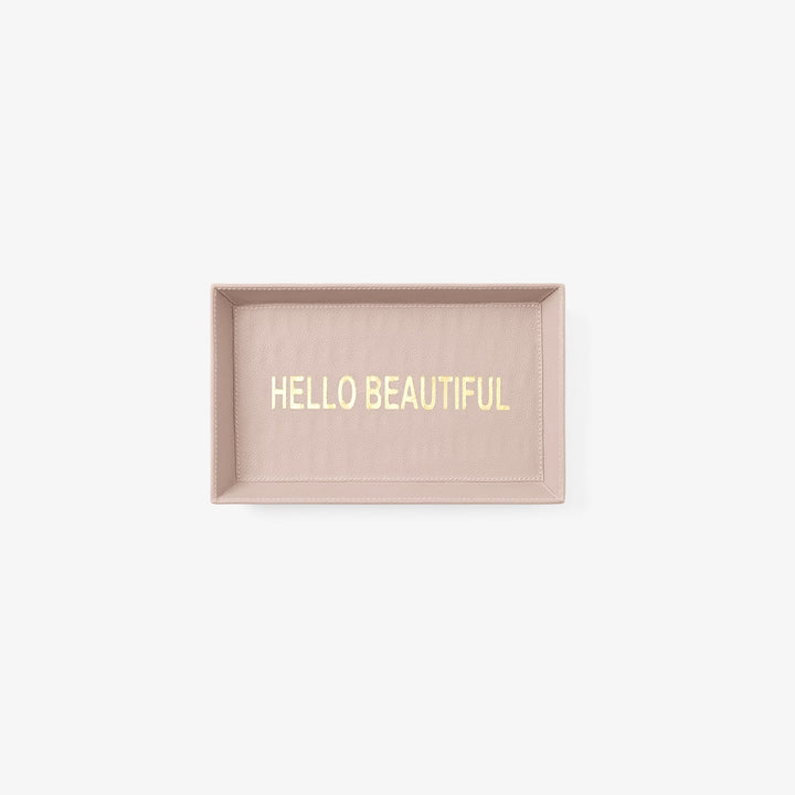 Decorah, Dusty Rose, Desk Tray, Hello Beautiful, Large, Full-Grain Leather, Pack/2
