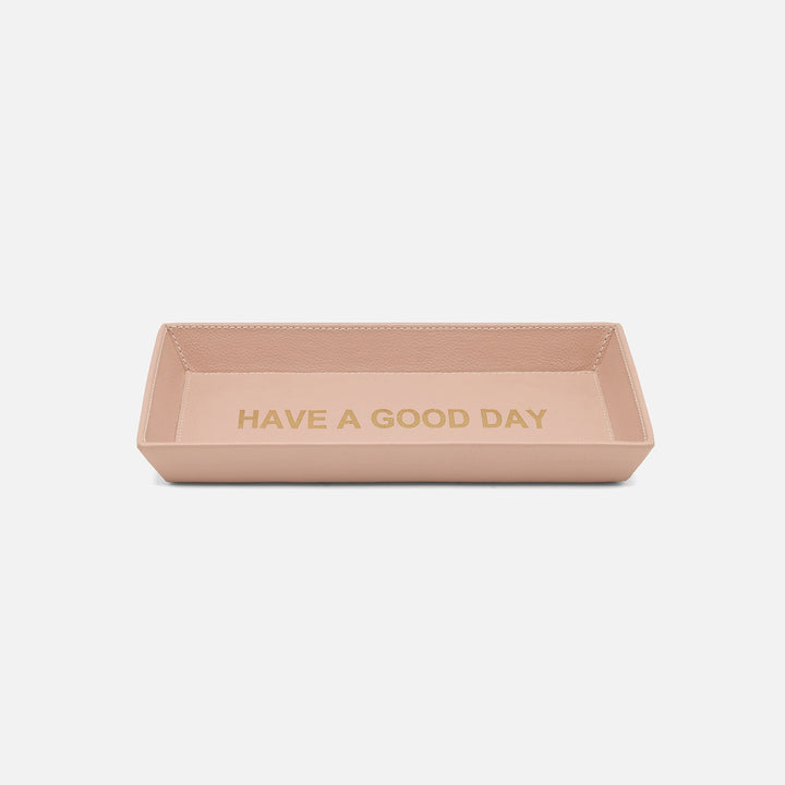 Decorah, Dusty Rose, Desk Tray, Have A Good Day, Large, Full-Grain Leather, Pack/2