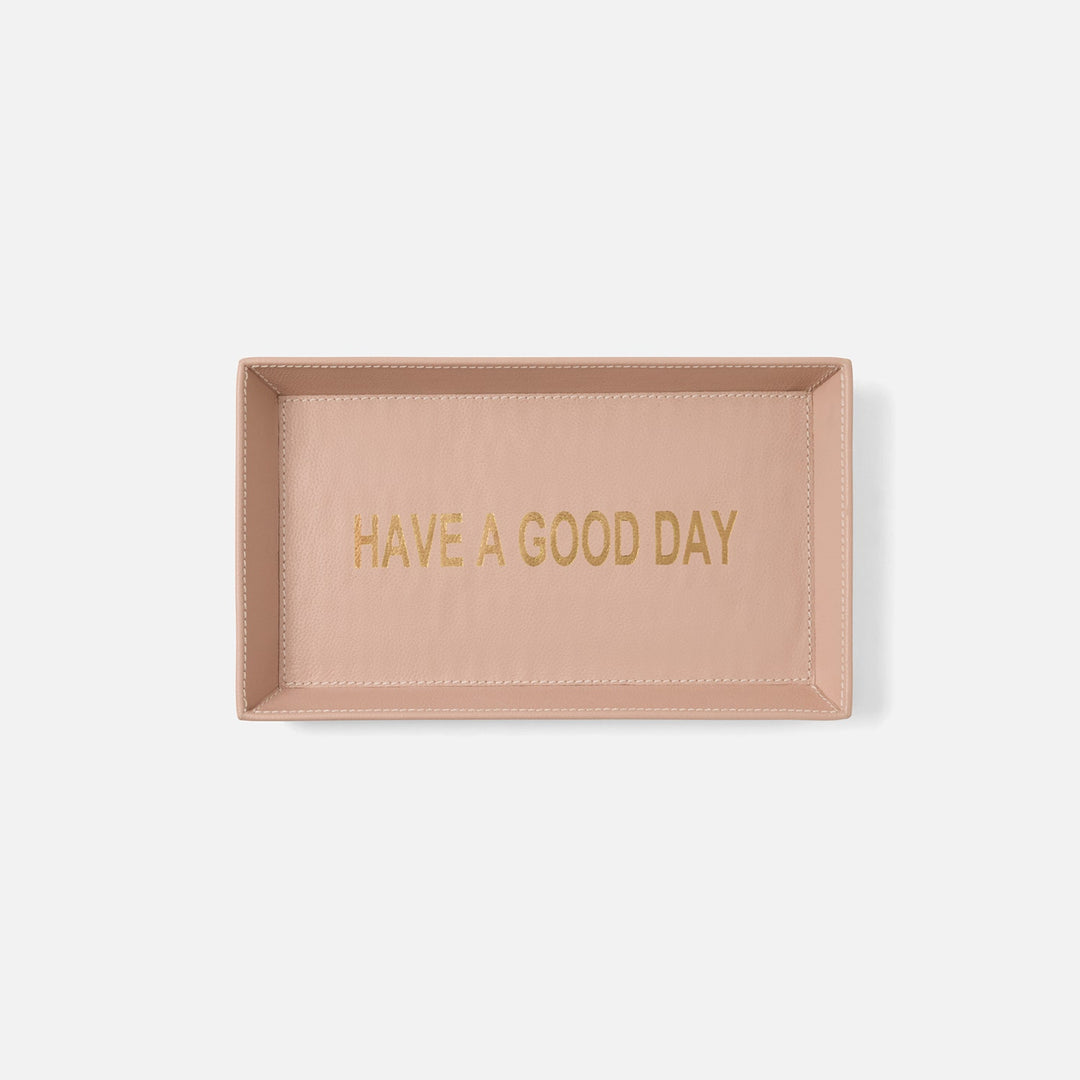 Decorah, Dusty Rose, Desk Tray, Have A Good Day, Large, Full-Grain Leather, Pack/2