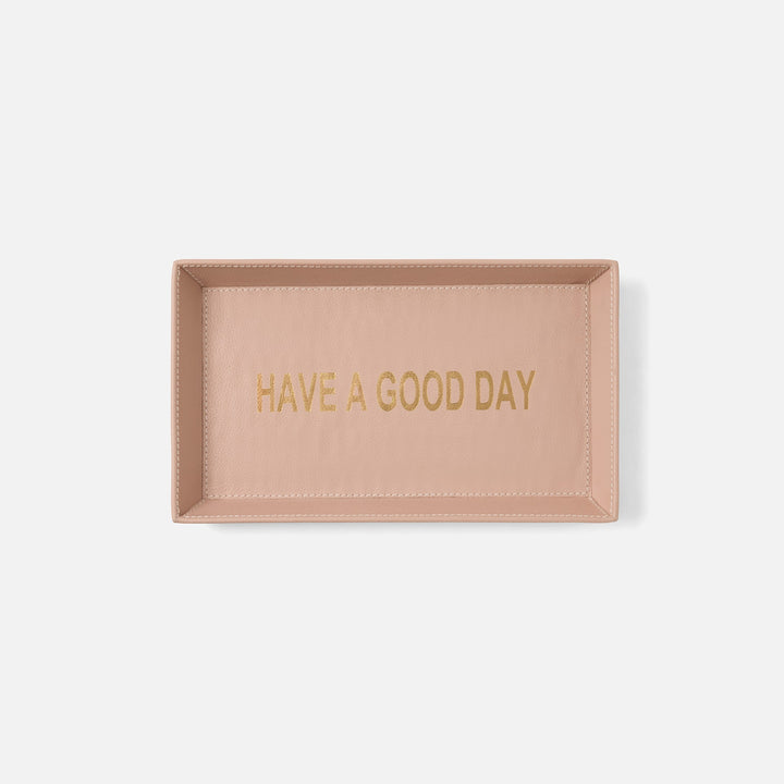 Decorah, Dusty Rose, Desk Tray, Have A Good Day, Large, Full-Grain Leather, Pack/2