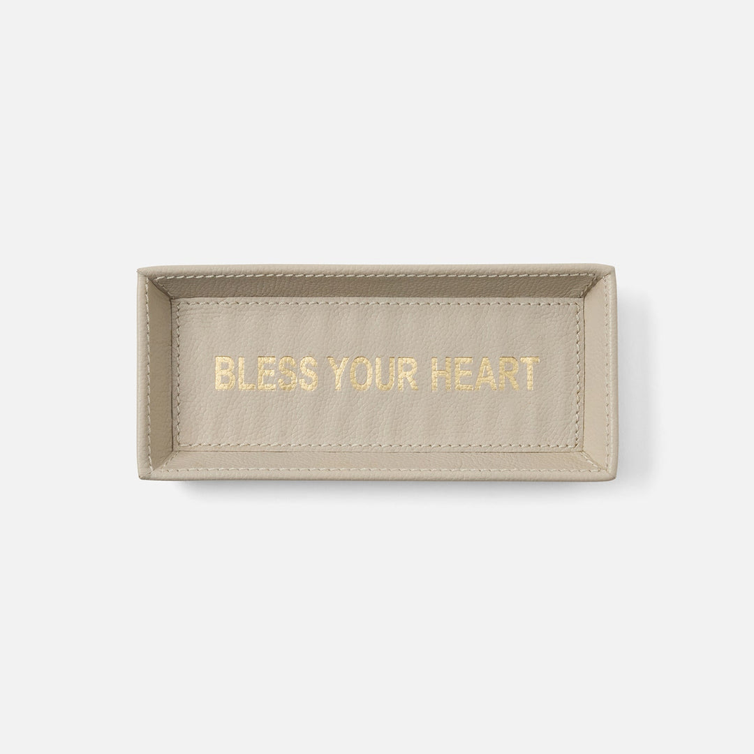 Decorah, Light Gray, Eyeglass Holder, Bless Your Heart, Full-Grain Leather, Pack/2