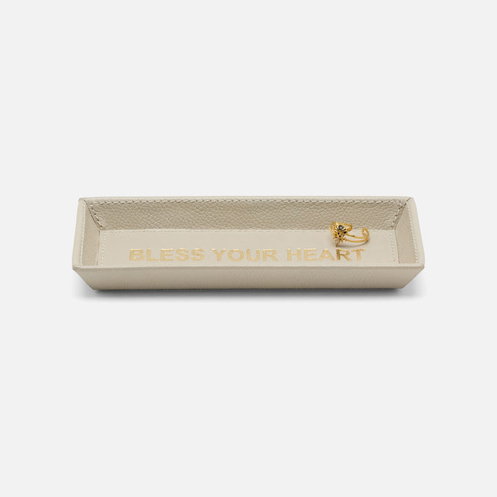 Decorah, Light Gray, Eyeglass Holder, Bless Your Heart, Full-Grain Leather, Pack/2