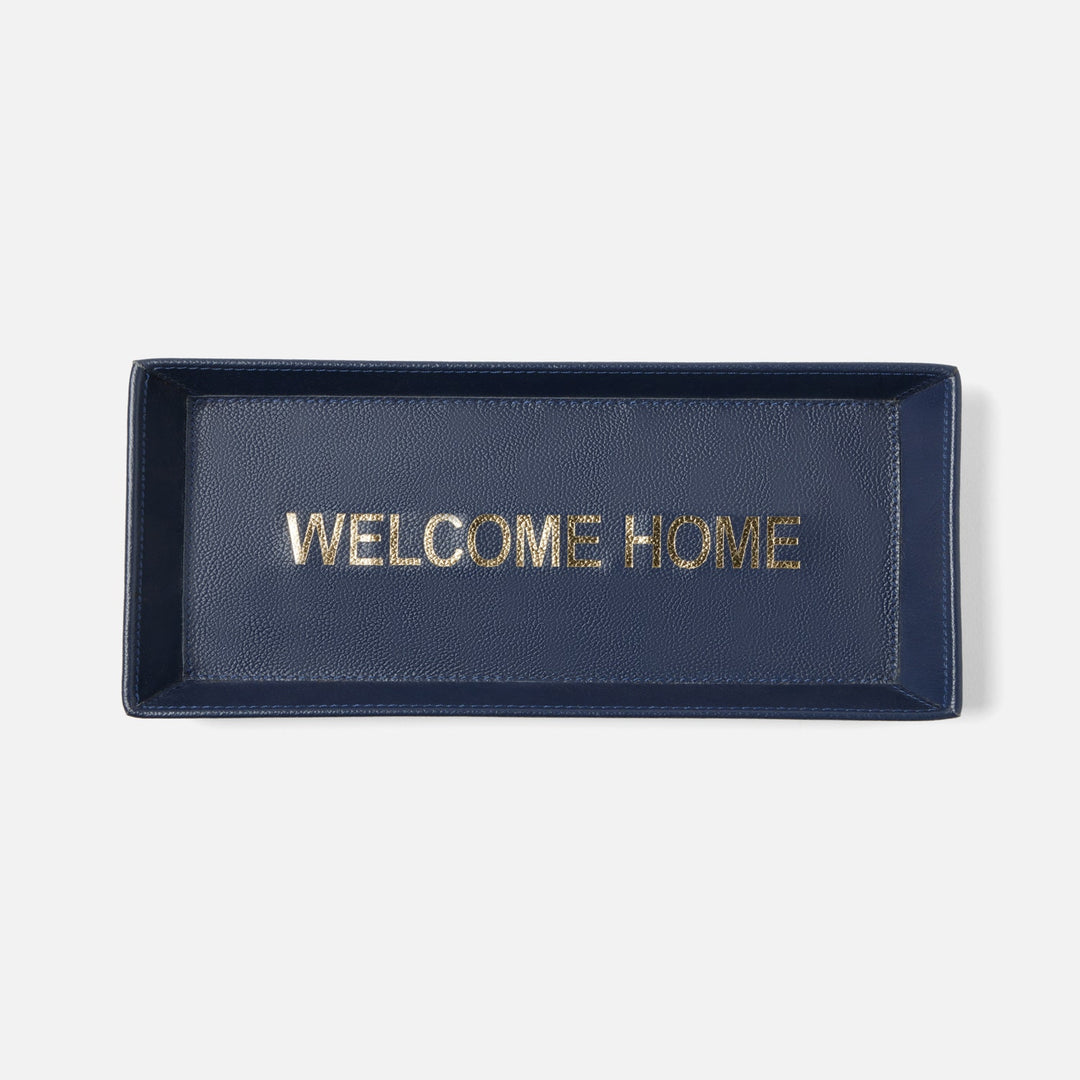Decorah, Navy, Desk Tray, Welcome Home, Large, Full-Grain Leather, Pack/2