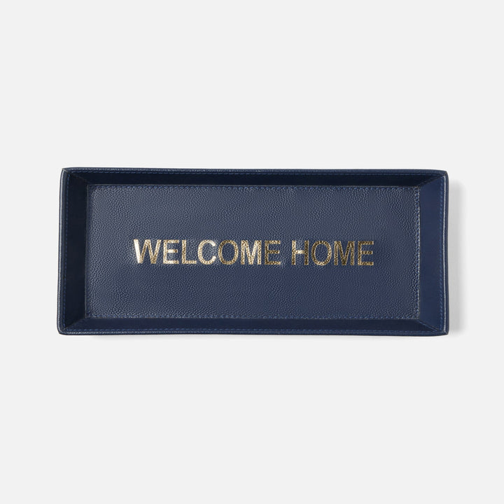 Decorah, Navy, Desk Tray, Welcome Home, Large, Full-Grain Leather, Pack/2
