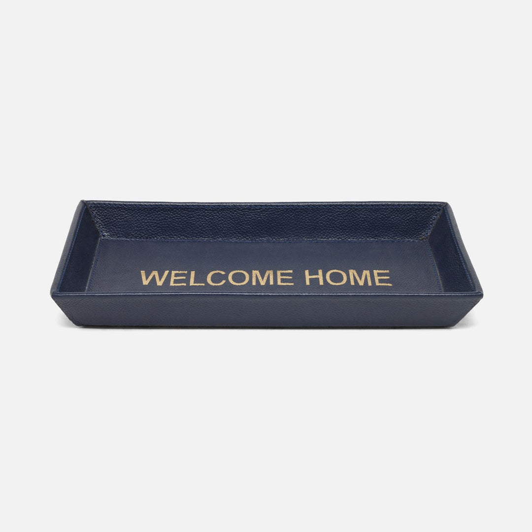 Decorah, Navy, Desk Tray, Welcome Home, Large, Full-Grain Leather, Pack/2