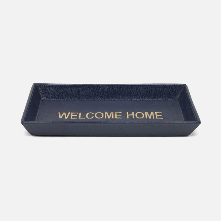 Decorah, Navy, Desk Tray, Welcome Home, Large, Full-Grain Leather, Pack/2