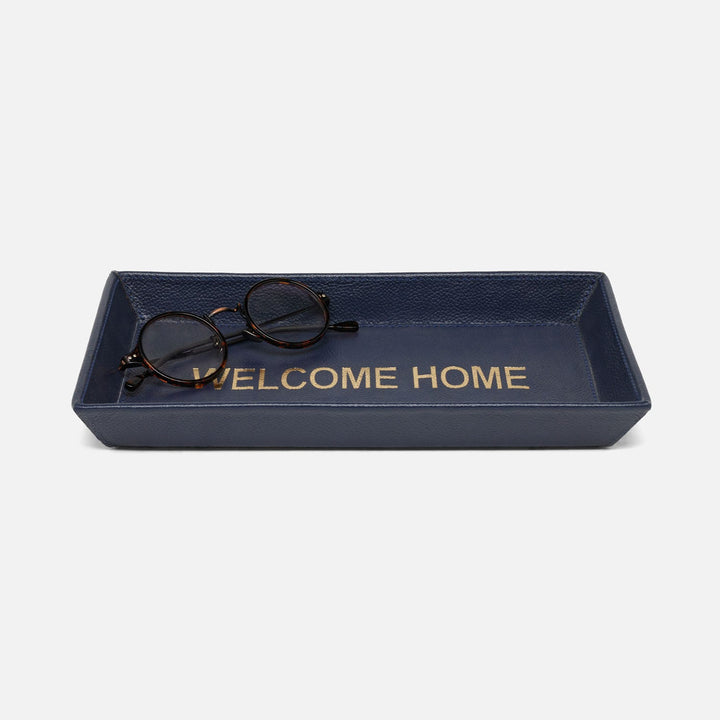 Decorah, Navy, Desk Tray, Welcome Home, Large, Full-Grain Leather, Pack/2