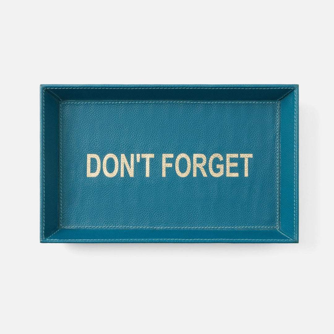Decorah, Teal, Desk Tray, Don'T Forget, Large, Full-Grain Leather, Pack/2