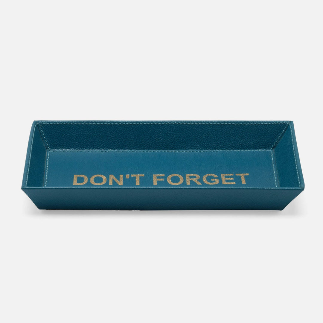 Decorah, Teal, Desk Tray, Don'T Forget, Large, Full-Grain Leather, Pack/2
