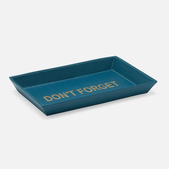 Decorah, Teal, Desk Tray, Don'T Forget, Large, Full-Grain Leather, Pack/2