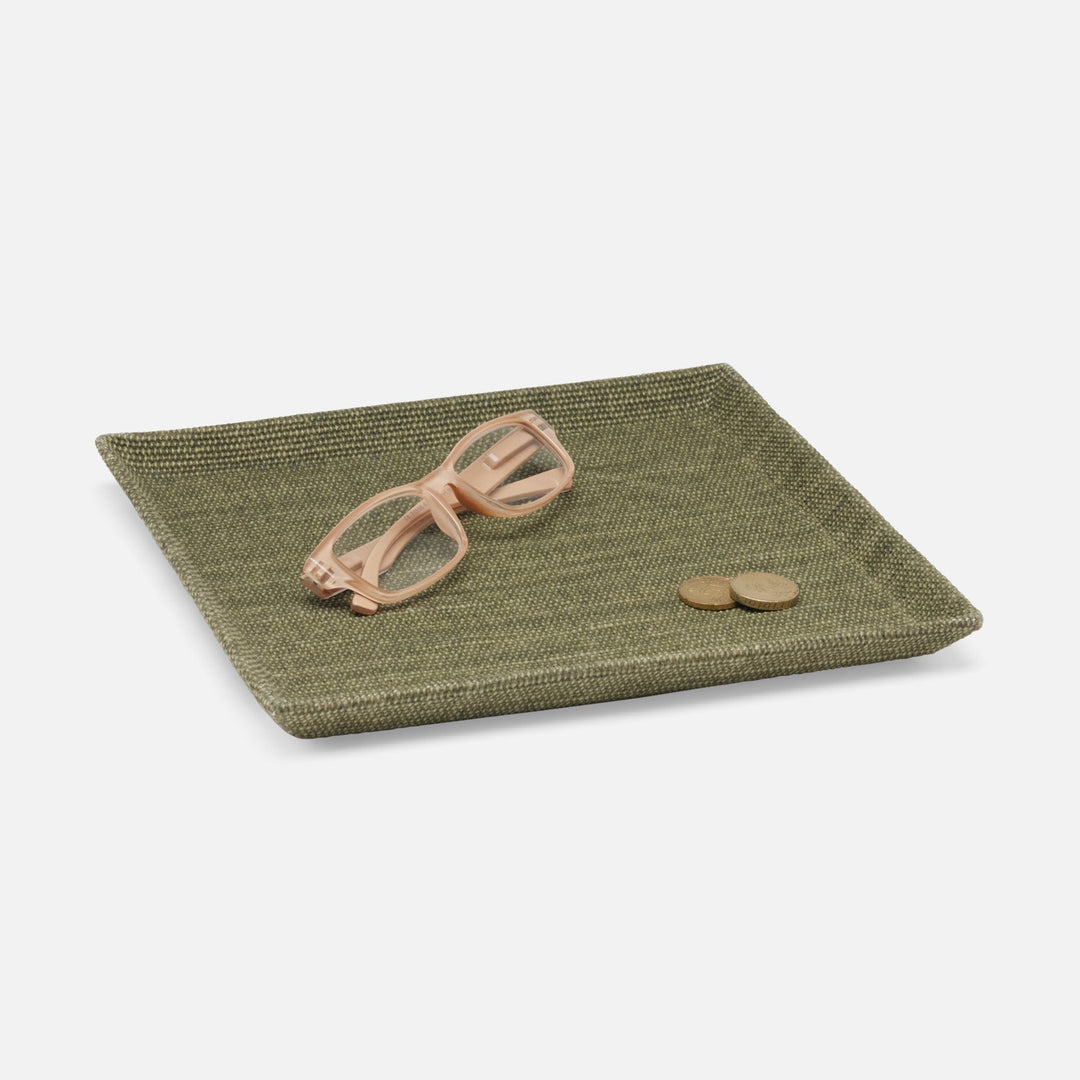 Dresden, Dark Green, Tray, Square Tapered, Large, Cotton Jute, Pack/2