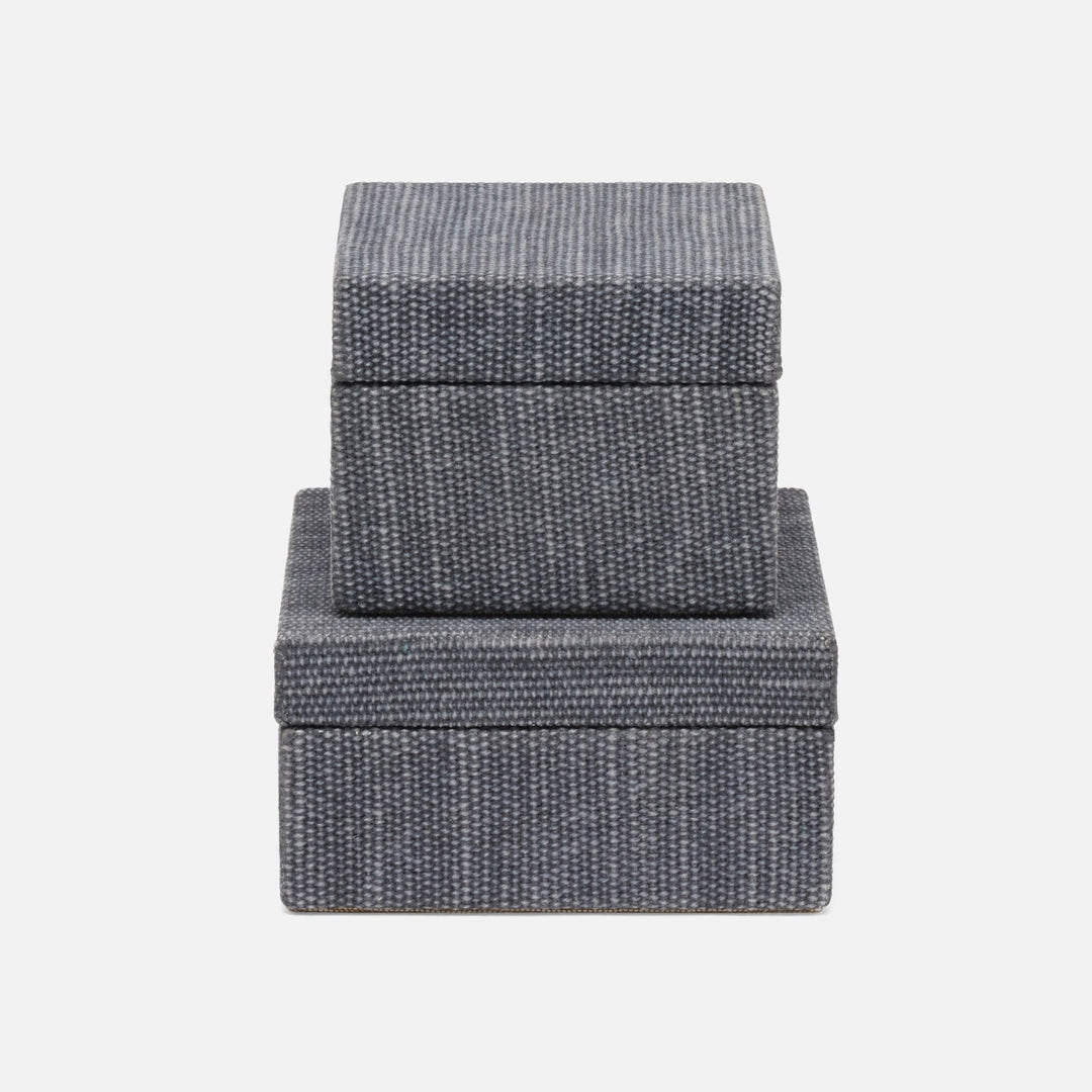 Galway, Slate Blue, Square Boxes, Cotton Jute, S/2