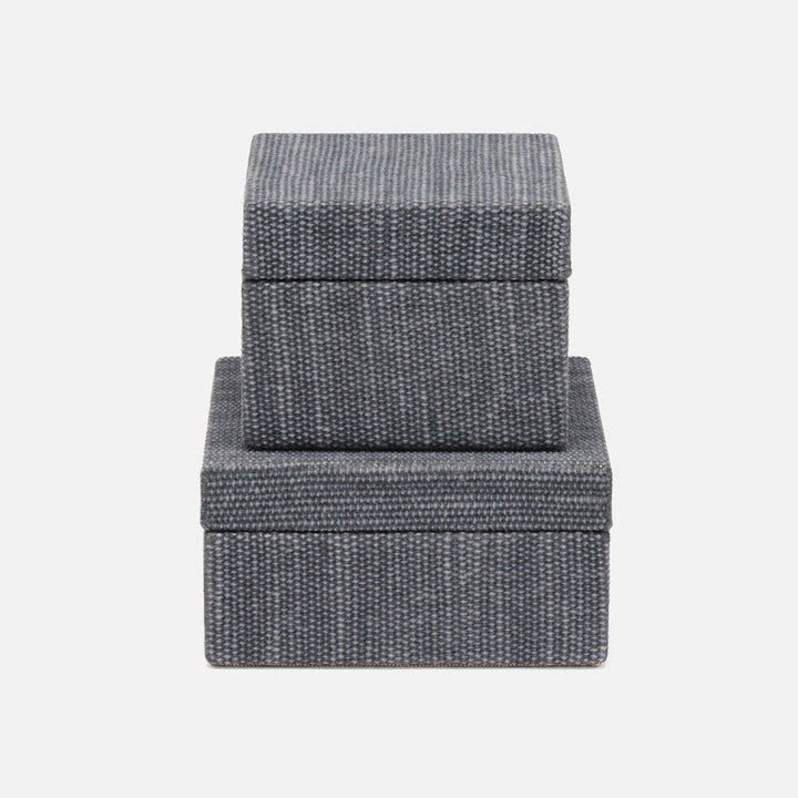 Galway, Slate Blue, Square Boxes, Cotton Jute, S/2