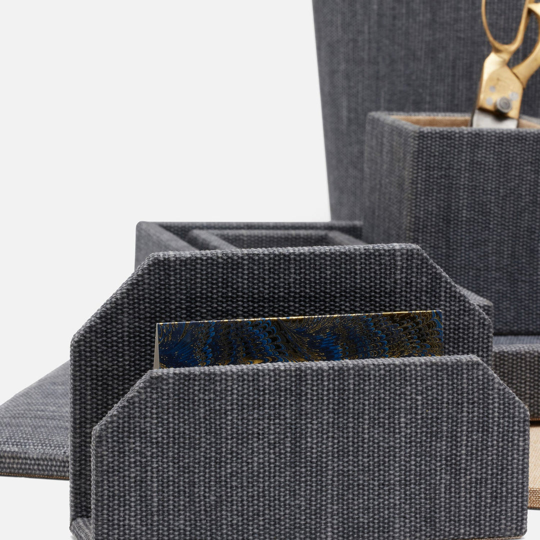 Galway, Slate Blue, Letter Tray Set: Letter Tray, Envelope Holder, Pencil Tray, And Pencil Holder, C