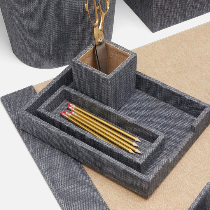 Galway, Slate Blue, Letter Tray Set: Letter Tray, Envelope Holder, Pencil Tray, And Pencil Holder, C