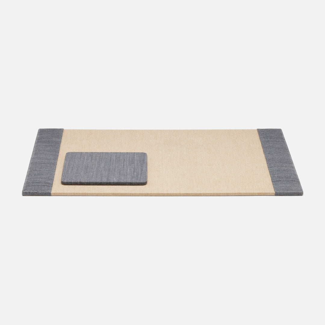 Galway, Slate Blue, Set: Desk Blotter And Square Mouse Pad, Cotton Jute