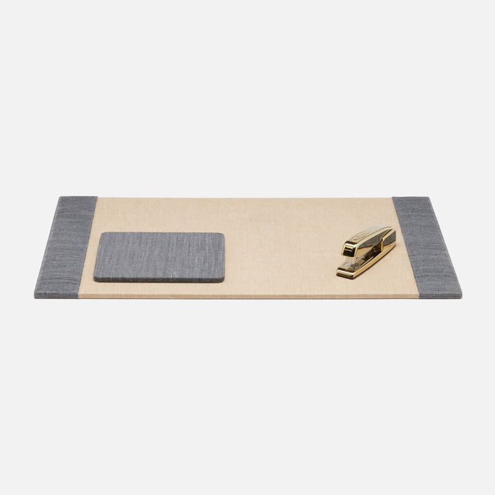 Galway, Slate Blue, Set: Desk Blotter And Square Mouse Pad, Cotton Jute