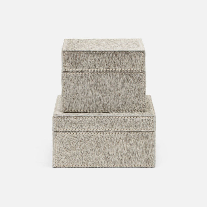 Hyde, Gray, Square Boxes, Hair-On-Hide, S/2