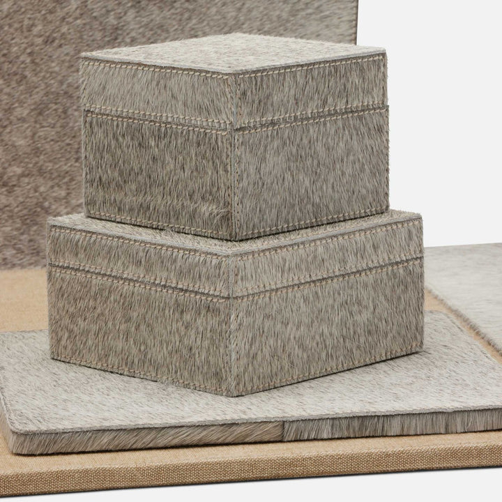Hyde, Gray, Square Boxes, Hair-On-Hide, S/2