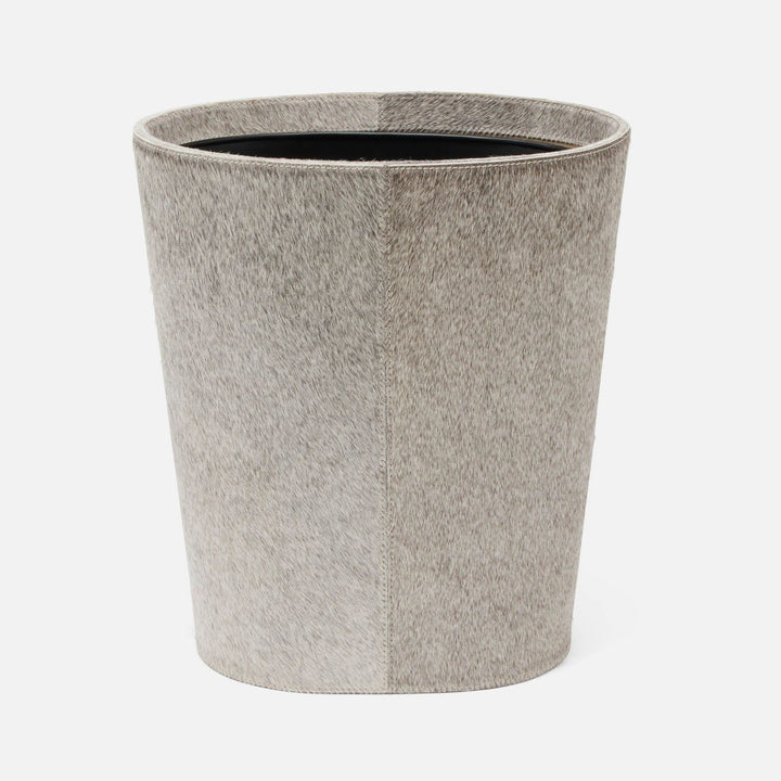 Hyde, Gray, Wastebasket, Oval Tapered, Hair-On-Hide