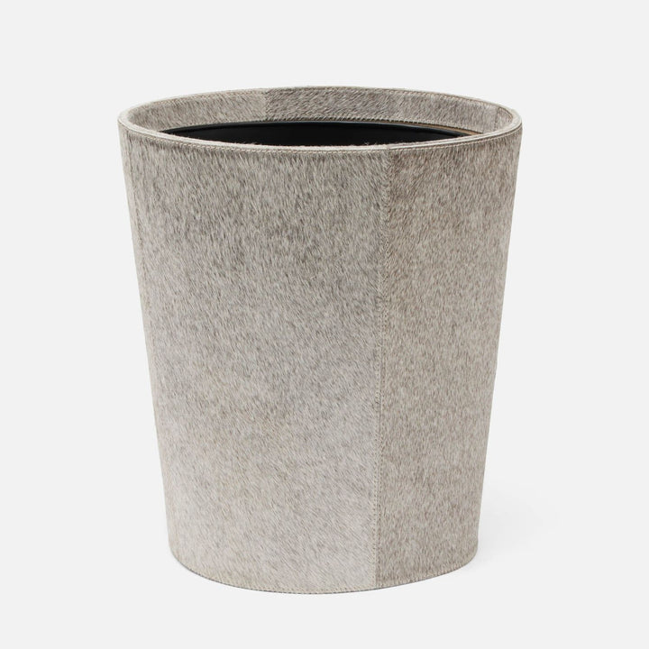 Hyde, Gray, Wastebasket, Oval Tapered, Hair-On-Hide