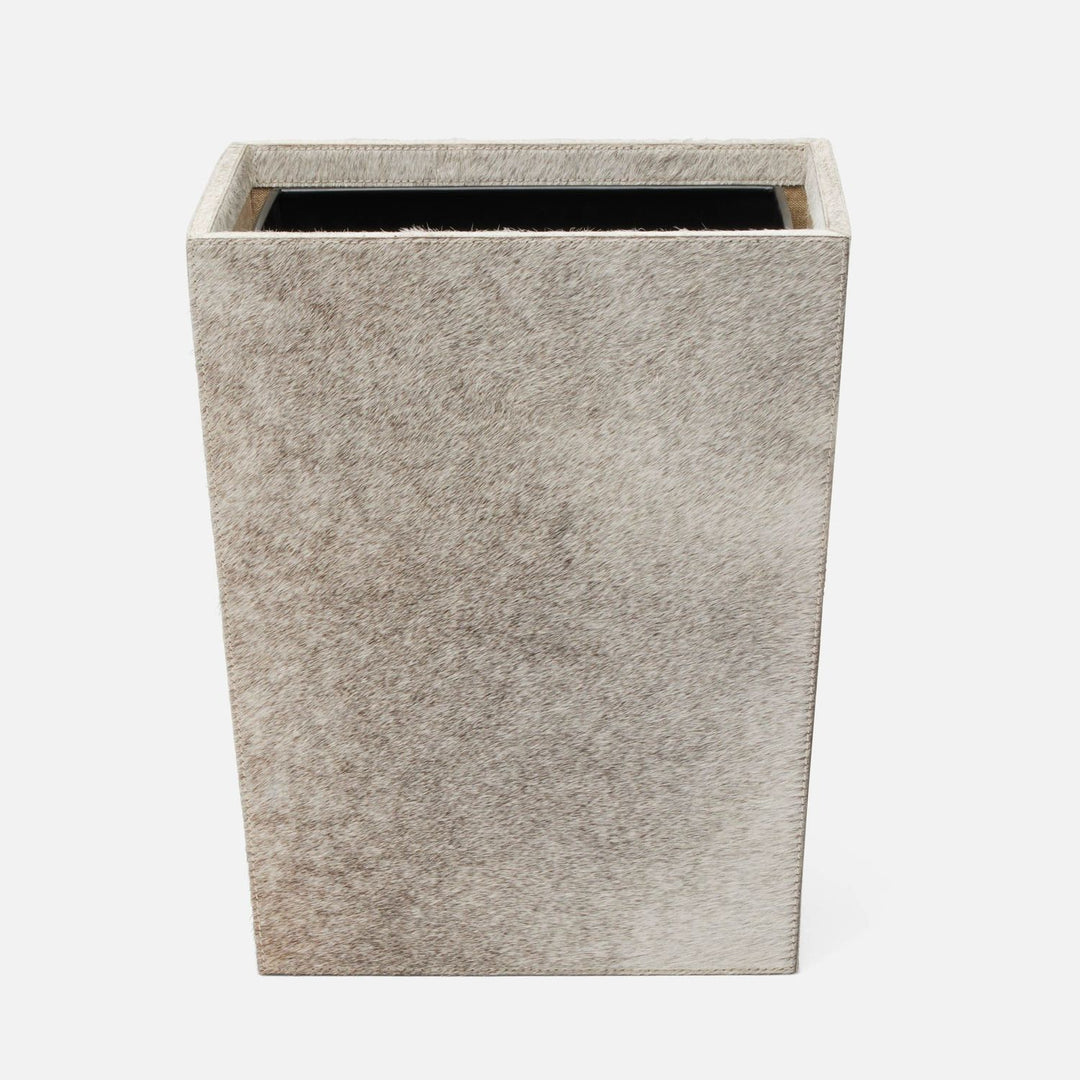 Hyde, Gray, Wastebasket, Rectangular Tapered, Hair-On-Hide