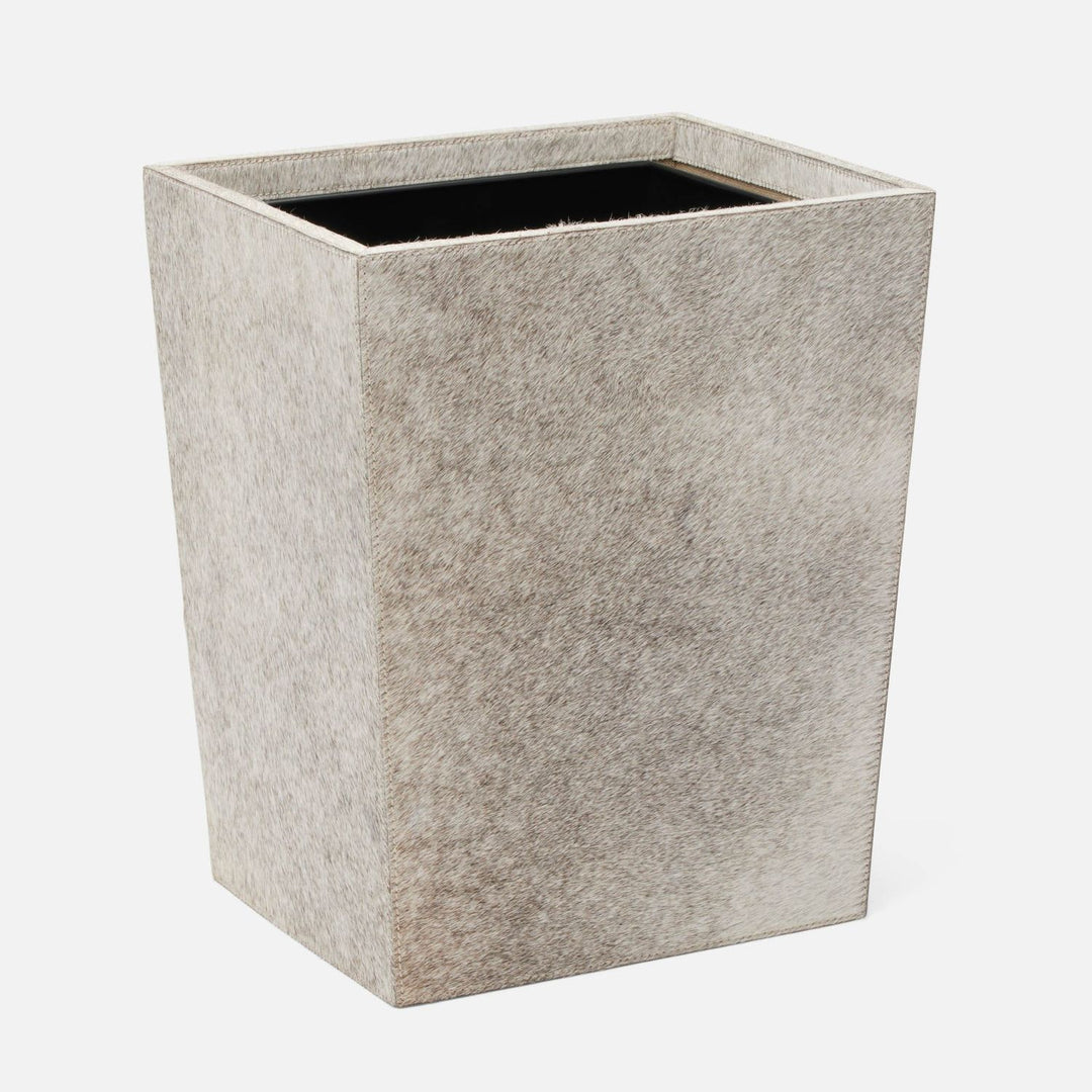 Hyde, Gray, Wastebasket, Rectangular Tapered, Hair-On-Hide