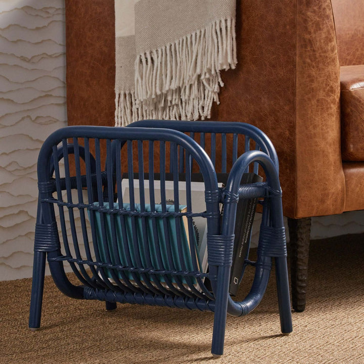Makassar, Navy, Magazine Holder, Rattan