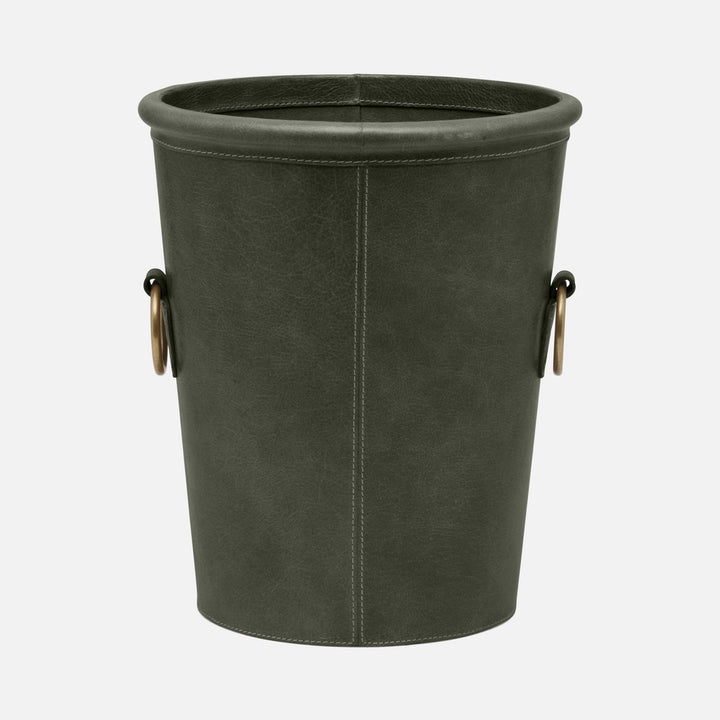 Ogden, Forest, Wastebasket, Round, Small, Full-Grain Leather