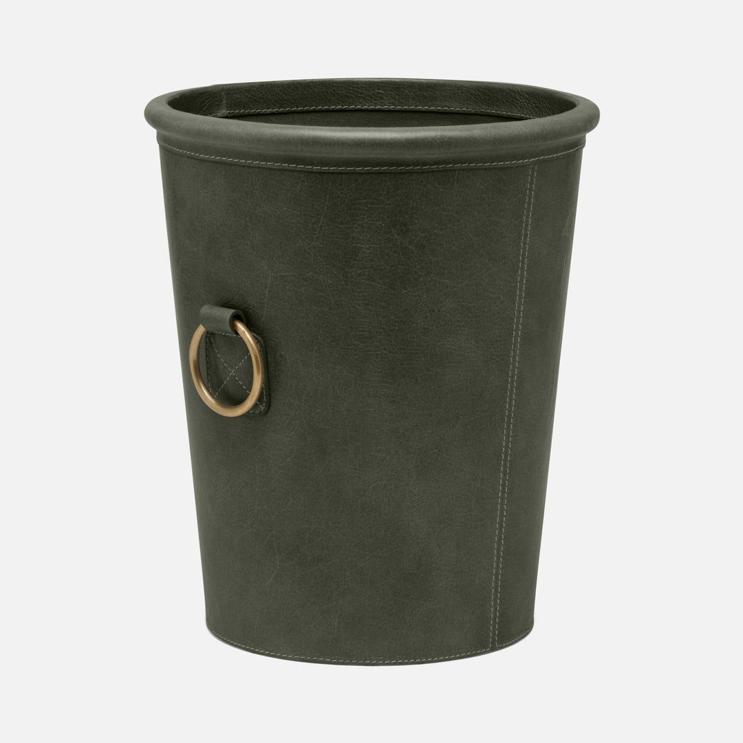 Ogden, Forest, Wastebasket, Round, Small, Full-Grain Leather