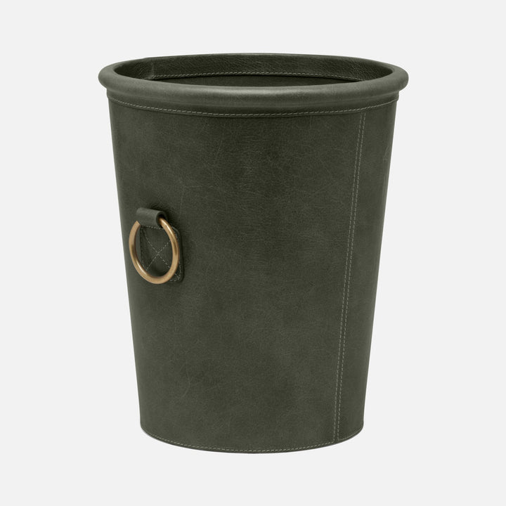 Ogden, Forest, Wastebasket, Round, Small, Full-Grain Leather